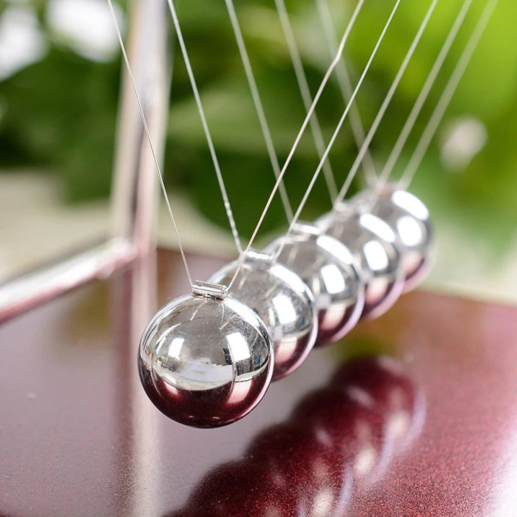 Perpetual Motion Kinetic Orbital Newton Cradle Balance Ball - Silver