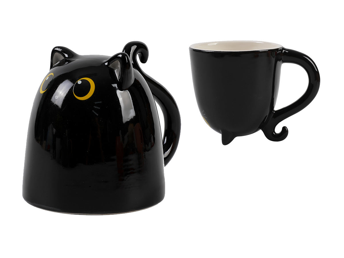 Ceramic Mug Up & Down with playful animal design, dishwasher and microwave safe.