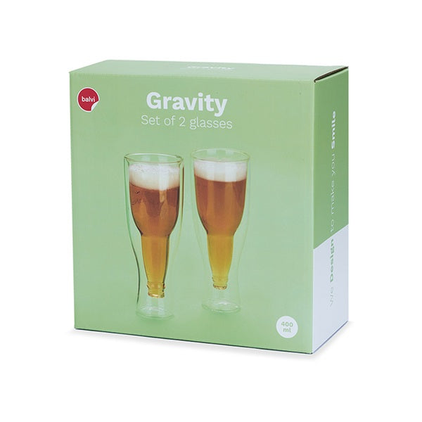 Gravity Beer Bottle Glasses - 400ml (Set of 2)