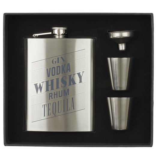 Whiskey Flask Shot Glasses & Funnel Set - Coffret Flasque - Hip Flask Set